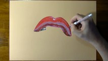 How to Draw a female mouth with cute red lips