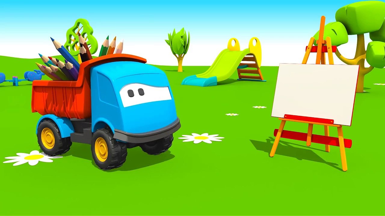 Kids 3D Construction Cartoons for Children - Leo Paints a CRANE (английский для детей)
