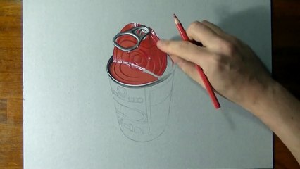 Hyperrealistc speed drawing of an empty can of beans