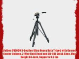 Velbon DV7000 3-Section Ultra Heavy Duty Tripod with Geared Center Column 2-Way Fluid Head