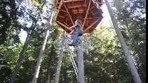 Bicycle used as a tree house elevator