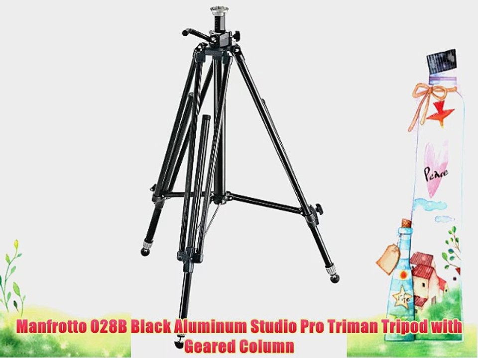 Manfrotto 028B Black Aluminum Studio Pro Triman Tripod with Geared Column