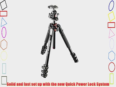 Manfrotto MK190XPRO4-BH 4 Section Aluminum Tripod Column q90 Ball Head with Quick Release (Black)