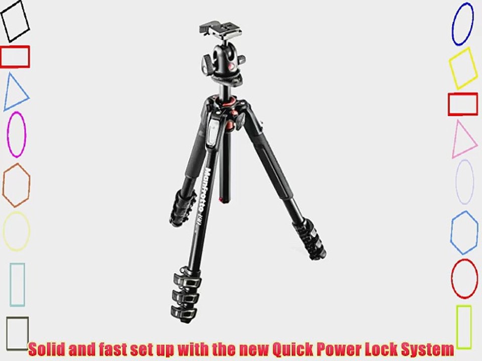 Manfrotto MK190XPRO4-BH 4 Section Aluminum Tripod Column q90 Ball Head with Quick Release (Black)