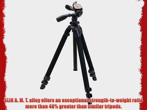 Slik Pro 400DX Tripod Legs - Black - with 3-Way Pan/Tilt Quick Release Head - Height 18.5 -