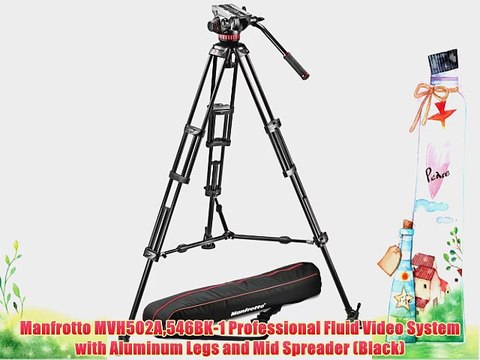 Manfrotto MVH502A546BK-1 Professional Fluid Video System with Aluminum Legs and Mid Spreader