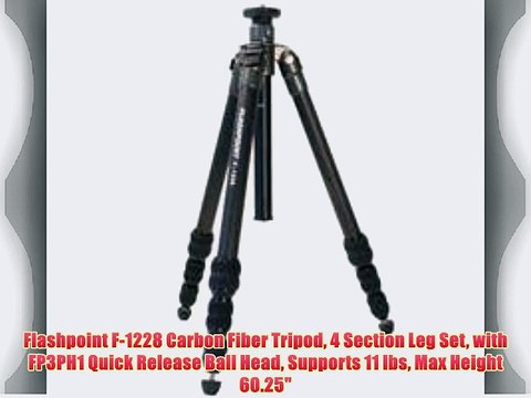 Flashpoint F-1228 Carbon Fiber Tripod 4 Section Leg Set with FP3PH1 Quick Release Ball Head