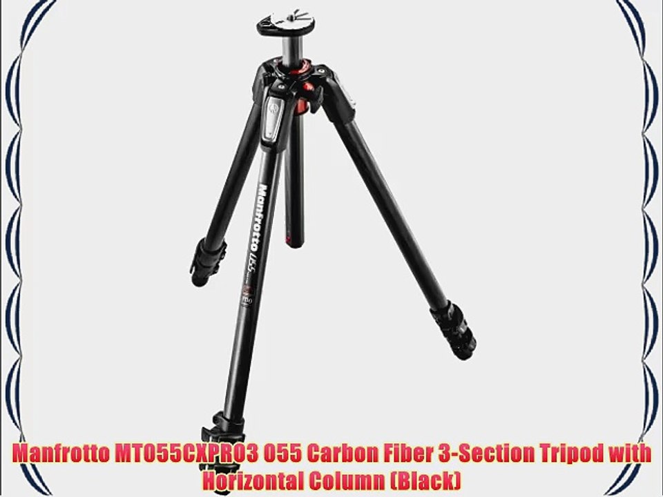 Manfrotto MT055CXPRO3 055 Carbon Fiber 3-Section Tripod with Horizontal Column (Black)