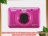Nikon COOLPIX S30 10.1 MP Digital Camera with 3x Zoom Nikkor Glass Lens and 2.7-inch LCD (Pink)
