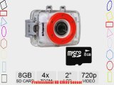 Polaroid XS7 Waterproof Hi-Def HD Sports Video Camera Camcorder with 8GB Memory Card with Helmet