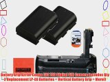 Battery Grip Kit for Canon EOS 70D Digital SLR Camera Includes Qty 2 Replacement LP-E6 Batteries