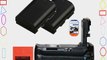 Battery Grip Kit for Canon EOS 70D Digital SLR Camera Includes Qty 2 Replacement LP-E6 Batteries