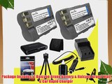 Two Halcyon 2000 mAH Lithium Ion Replacement EN-EL3E Battery and Charger Kit   Memory Card
