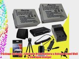 Two Halcyon 1200 mAH Lithium Ion Replacement NB-10L Battery and Charger Kit   Memory Card Wallet