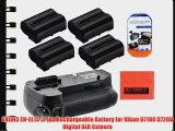 Battery Grip Kit for Nikon D7100 D7200 Digital SLR Camera Includes Qty 4 Replacement EN-EL15