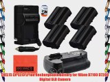 Battery And Charger Kit for Nikon D7100 D7200 Digital SLR Camera Includes Vertical Battery