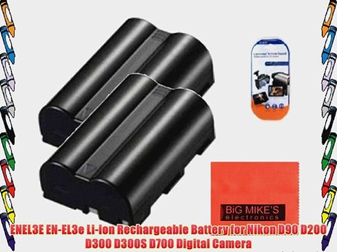 Pack of 2 EN-EL3e Batteries Replacement for Nikon D90 D200 D300 D300S D700 Digital SLR Camera