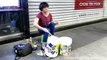 Amazing Drummer Plays Two Buckets like a Pro. Hong Kong Street Music