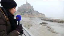 Marée du siècle: au Mont-Saint-Michel, la mer se retire sur plusieurs kilomètres