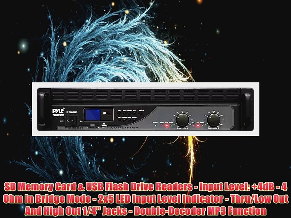 Pyle PTA3004U 3000Watt 2Channel Amplifier with USBSD Readers and BuiltIn Crossover 3000Watt