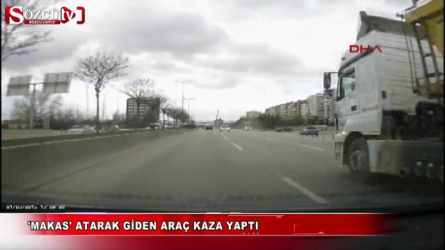 Yolda 'makas' atarak giden araç böyle kaza yaptı