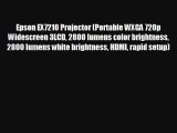 Epson EX7210 Projector Portable WXGA 720p Widescreen 3LCD 2800 lumens color brightness 2800 lumens white brightness HDMI