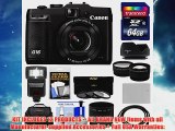 Canon PowerShot G16 WiFi Digital Camera Black with 64GB Card Case Flash Battery HDMI Cable TeleWide Lenses Filter Kit