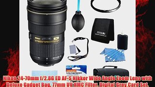 Nikon 2470mm f28G ED AFS Nikkor Wide Angle Zoom Lens with Deluxe Gadget Bag 77mm UV HMC Filter Digital Grey Card Set Pro