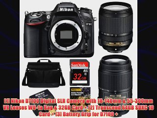 Nikon D7100 Digital SLR Camera with 18140mm 55300mm VR Lenses WU1a Bag 32GB 64GB Card BatteryCharger Grip Filters Remote