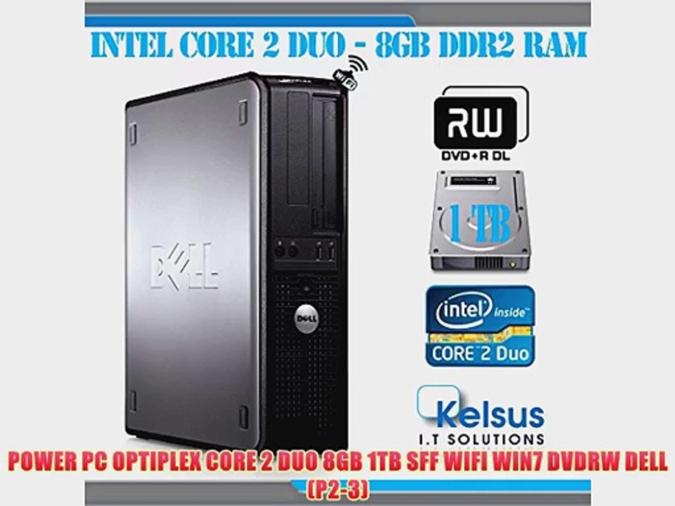 POWER PC OPTIPLEX CORE 2 DUO 8GB 1TB SFF WIFI WIN7 DVDRW DELL (P2-3)