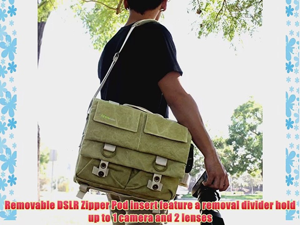 Evecase Large Canvas Outdoor Travel Camera Case/Bag w/Laptop Compartment