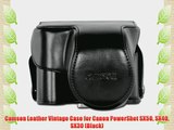 Camson Leather Vintage Case for Canon PowerShot SX50 SX40 SX30 (Black)