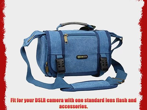 Evecase Medium Vintage Canvas DSLR Camera Messenger Shoulder Bags for Olympus OM-D E-M1 E-M5
