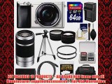 Sony Alpha A6000 WiFi Digital Camera 1650mm Lens Silver with 55210mm Lens 64GB Card Case BatteryCharger Tripod Kit