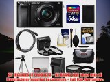 Sony Alpha A6000 WiFi Digital Camera 1650mm Lens with 64GB Card Case BatteryCharger Tripod TeleWide Lens Kit