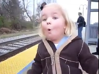 This little Girl's Reaction Seeing a Train for the First Time is Priceless