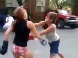 2 sexy girls boxing on road