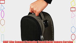 GRAY Slim Compact Protective Travel Digital Camera Carrying Case with Accessory Compartment
