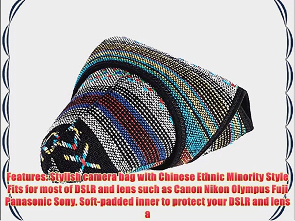 Camkitmate Camera Case Bag Pouch For Canon EOS-M EOS-M2 EOSM EOSM2 Ethnic Pattern Canvas