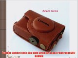 Leather Camera Case Bag With Strap for Canon Powershot S95-BROWN