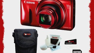 Canon PowerShot SX600 HS (Red)   16GB Memory Card   Standard Medium Digital Camera Case   Accessory