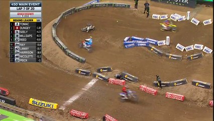 AMA Supercross 2015 Jason Anderson Clips Foot and Flies Off Bike