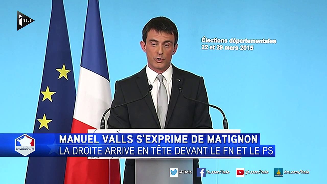 Le FN n'est plus la première force politique française, pour Valls (22 mars 2015, départementales)