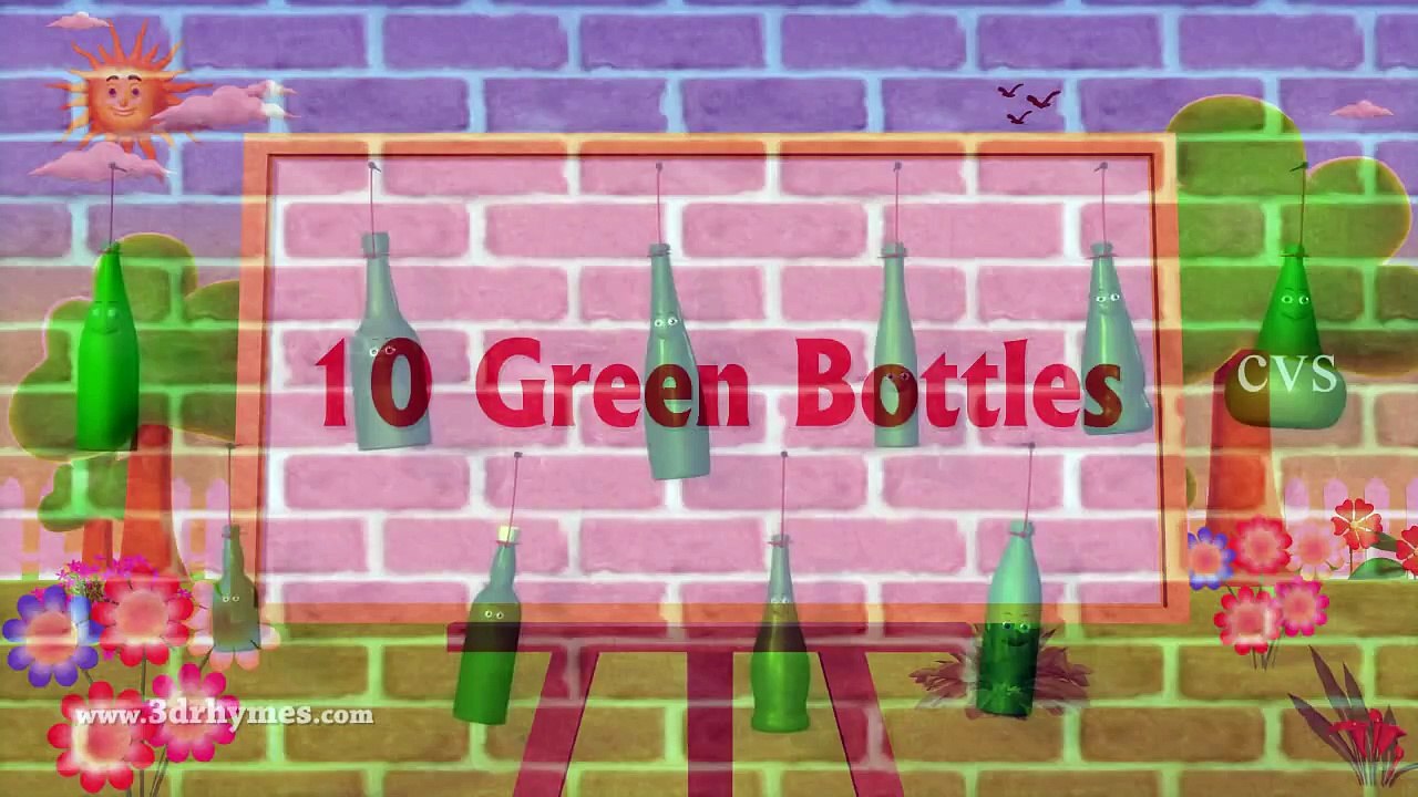 Ten Green Bottles Hanging on the Wall 3D Animation Nursery Rhyme for