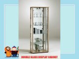 Glass Display Cabinet Unit 2 Door - Black Silver or Oak effect (DOUBLE OAK)