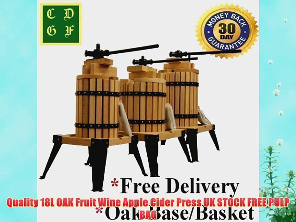 Quality 18L OAK Fruit Wine Apple Cider Press UK STOCK FREE PULP BAG