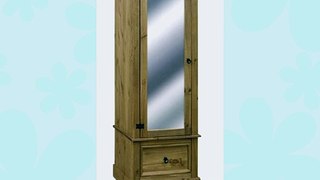 MEXICAN WAXED PINE SOLID ARMOIRE WARDROBE WITH MIRROR DOOR FROM CENTURION PINE