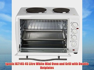 Igenix IG7145 45 Litre White Mini Oven and Grill with Double Hotplates