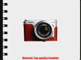 Tan Handmade Genuine Camera Half Leather Case Bag Cover for Nikon 1 J3