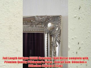 Full Length Antique SILVER Dressing / Hall Mirror complete with Premium Quality Pilkington's